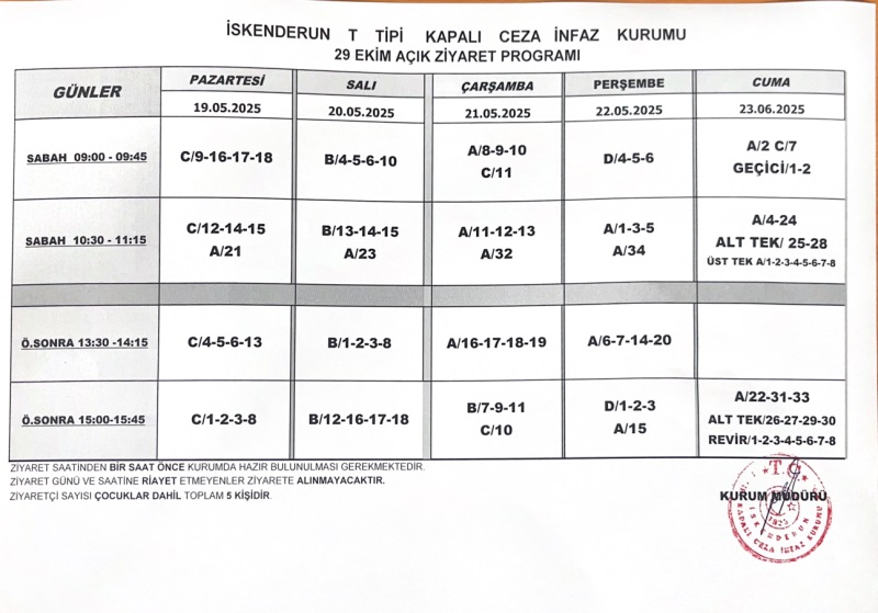 29 Ekim Cumhuriyet Bayramı Açık Görüş Gün ve Saatleri