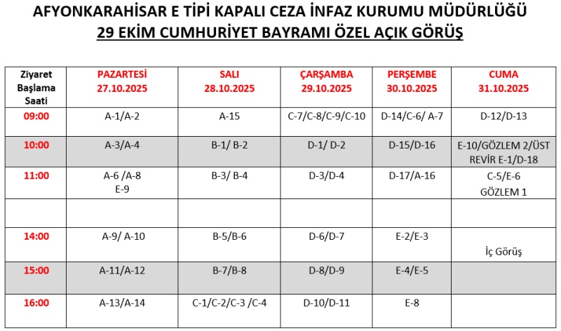 29 Ekim Cumhuriyet Bayramı Özel Açık Görüş Programı