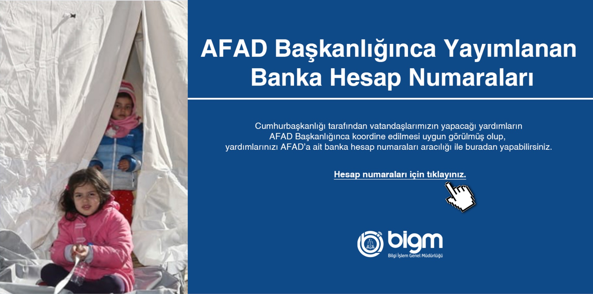 AFAD Başkanlığınca Yayımlanan Banka Hesap Numaraları