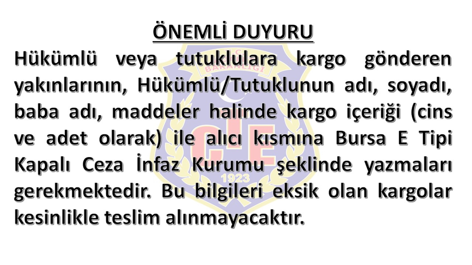 Kargo ile ilgili önemli duyuru