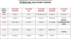 29 Ekim Cumhuriyet Bayramı Açık Ziyaret Programı (Gün ve Saatleri)