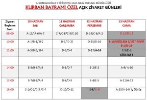 Kurban Bayramı Açık Ziyaret Programı