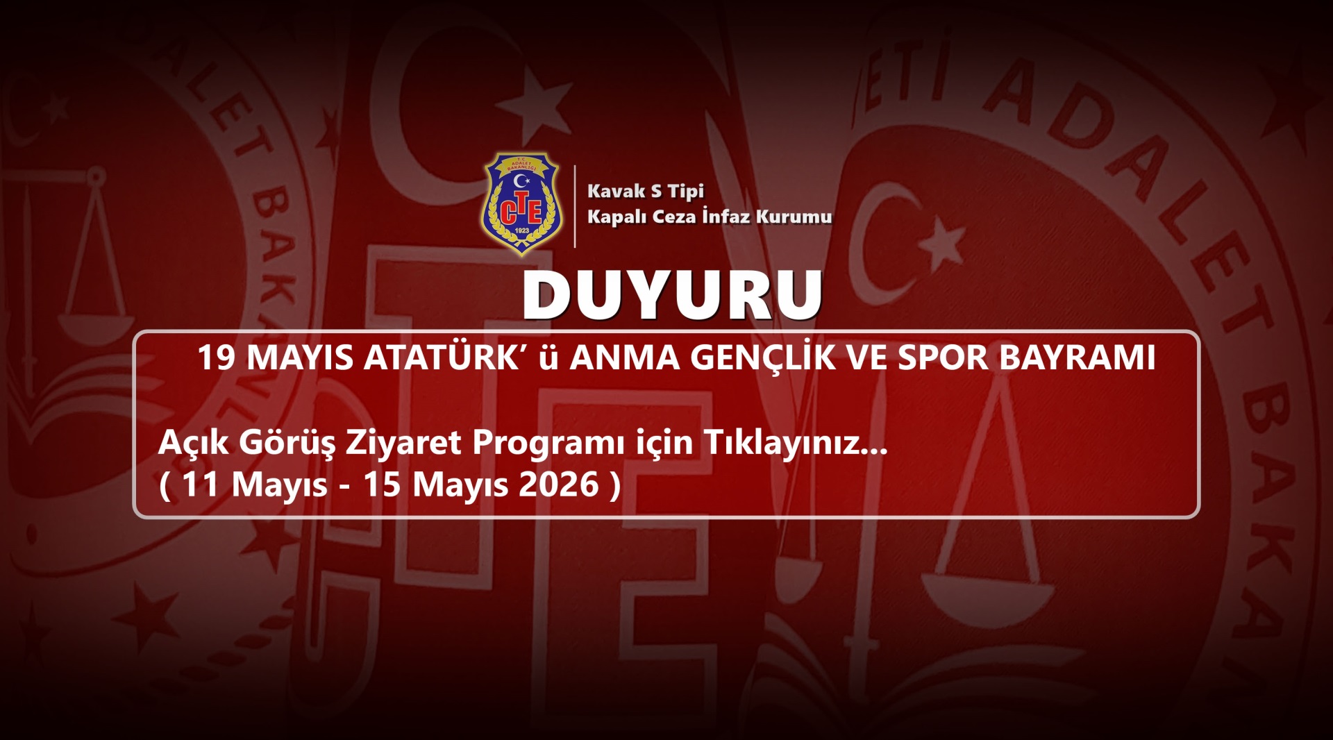19 Mayıs Atatürk'ü Anma Gençlik ve Spor Bayramı Açık Ziyaret Programı