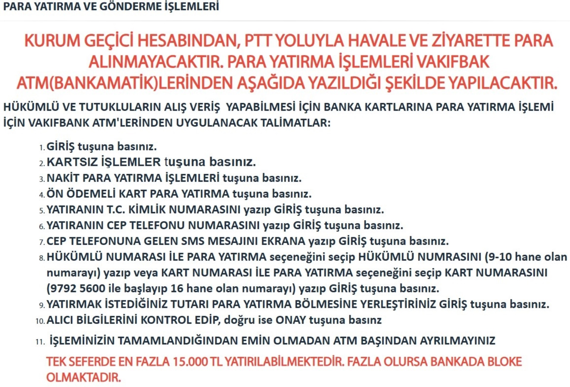 PARA YATIRMA VE GÖNDERME İŞLEMLERİ