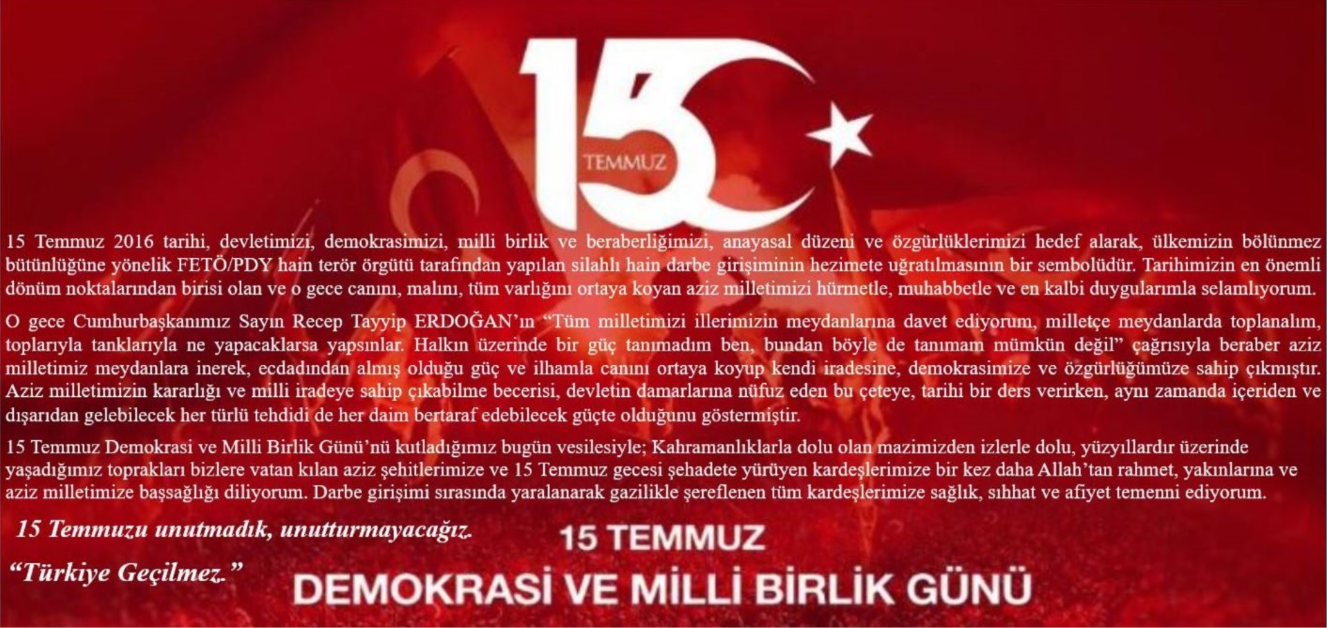 15 Temmuz Demokrasi ve Milli Birlik Günü