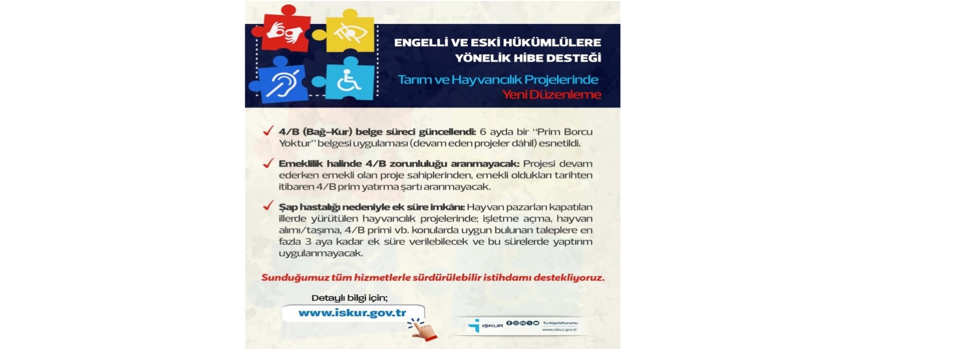 ENGELLİ VE ESKİ HÜKÜMLÜLERE YÖNELİK HİBE DESTEĞİ